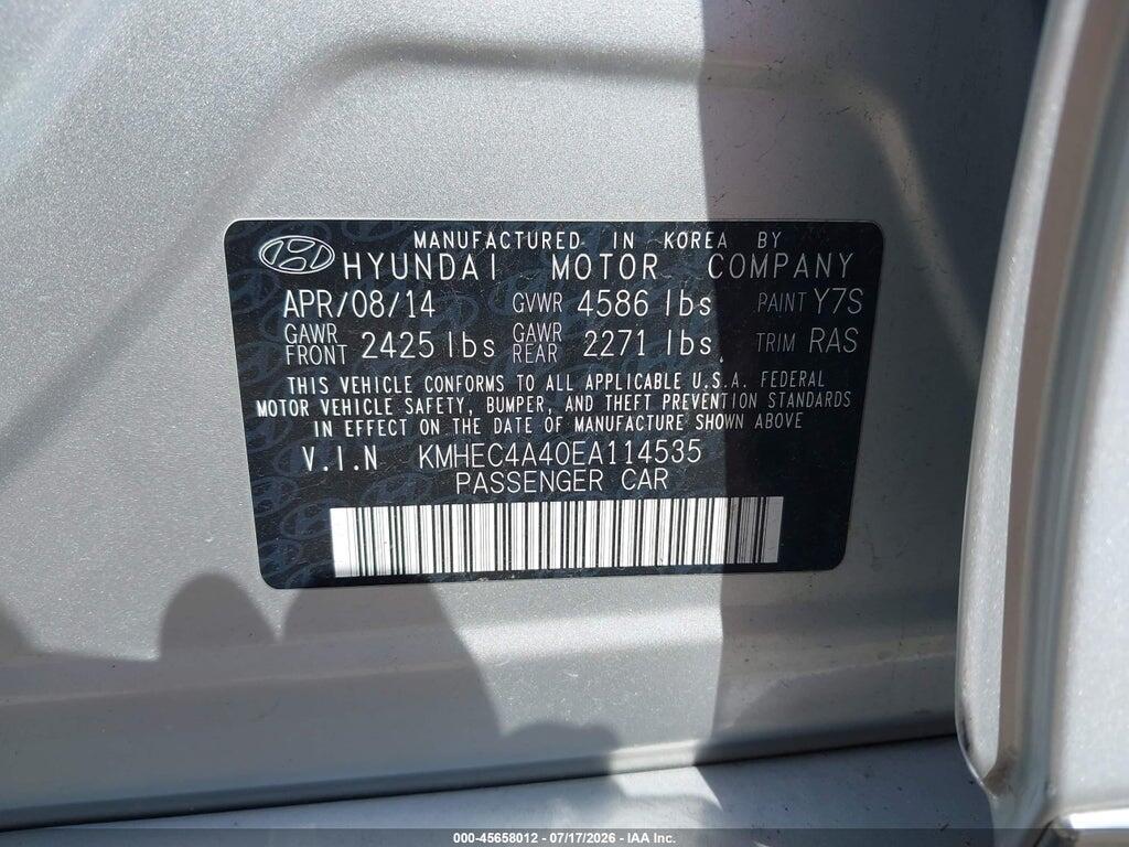 KMHEC4A40EA114535 2014 HYUNDAI SONATA HYBRID photo no. 9