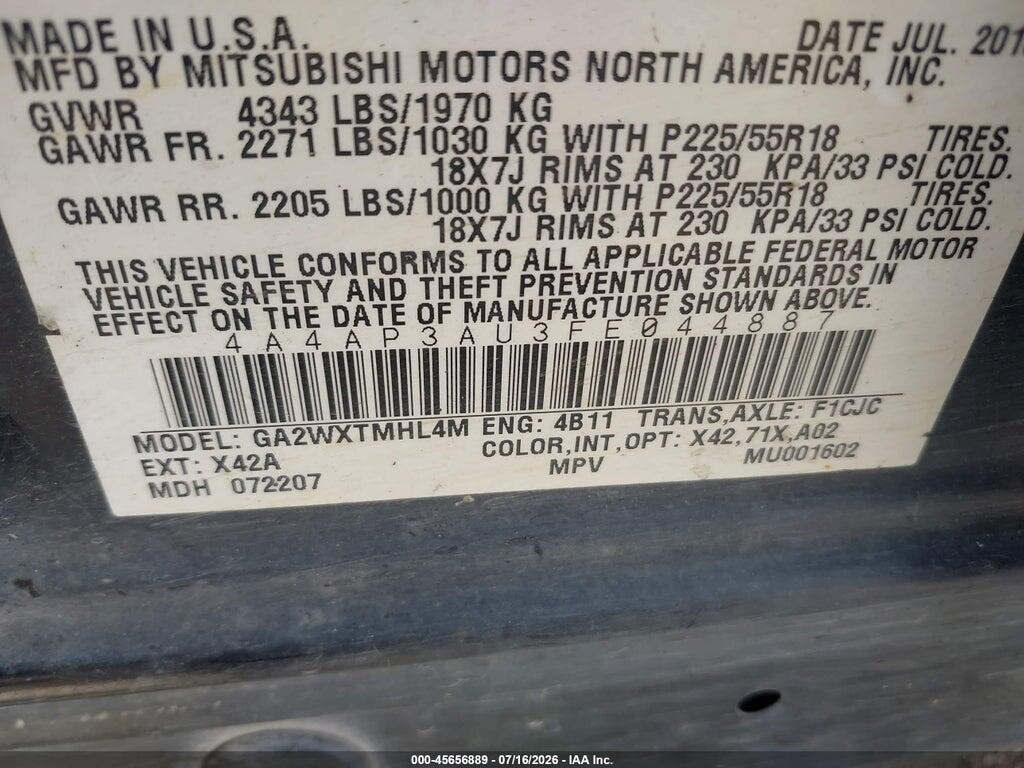 4A4AP3AU3FE044887 2015 MITSUBISHI OUTLANDER SPORT photo no. 9