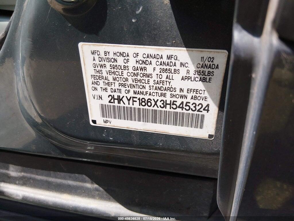 2HKYF186X3H545324 2003 HONDA PILOT photo no. 9