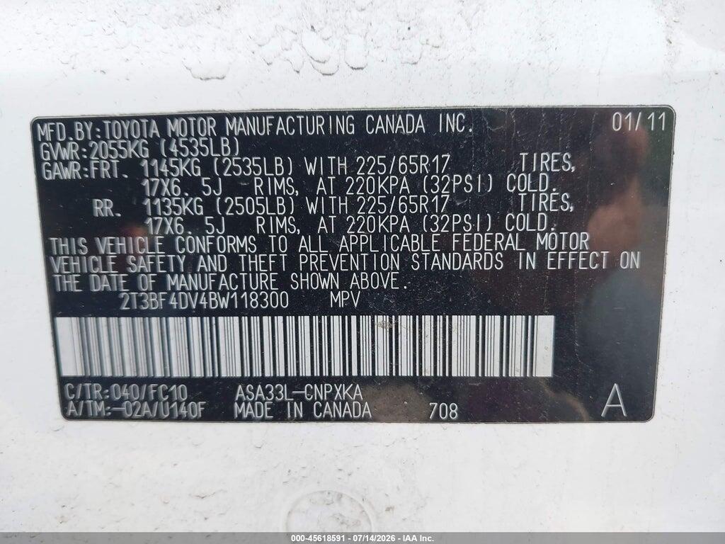 2T3BF4DV4BW118300 2011 TOYOTA RAV4 photo no. 9