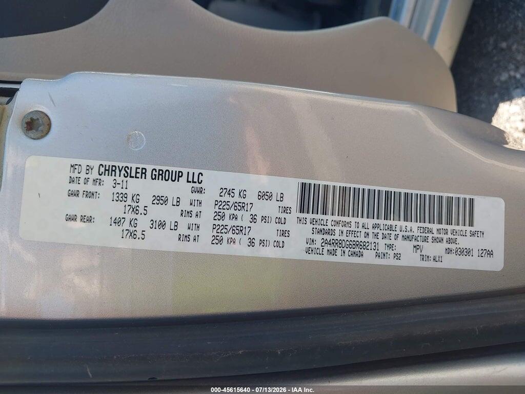 2A4RR8DG6BR682131 2011 CHRYSLER TOWN & COUNTRY photo no. 9