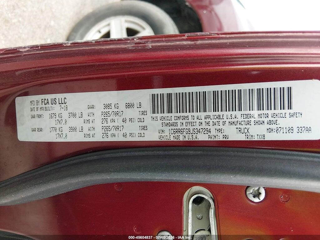 1C6RR6FG9JS347294 2018 RAM 1500 photo no. 9