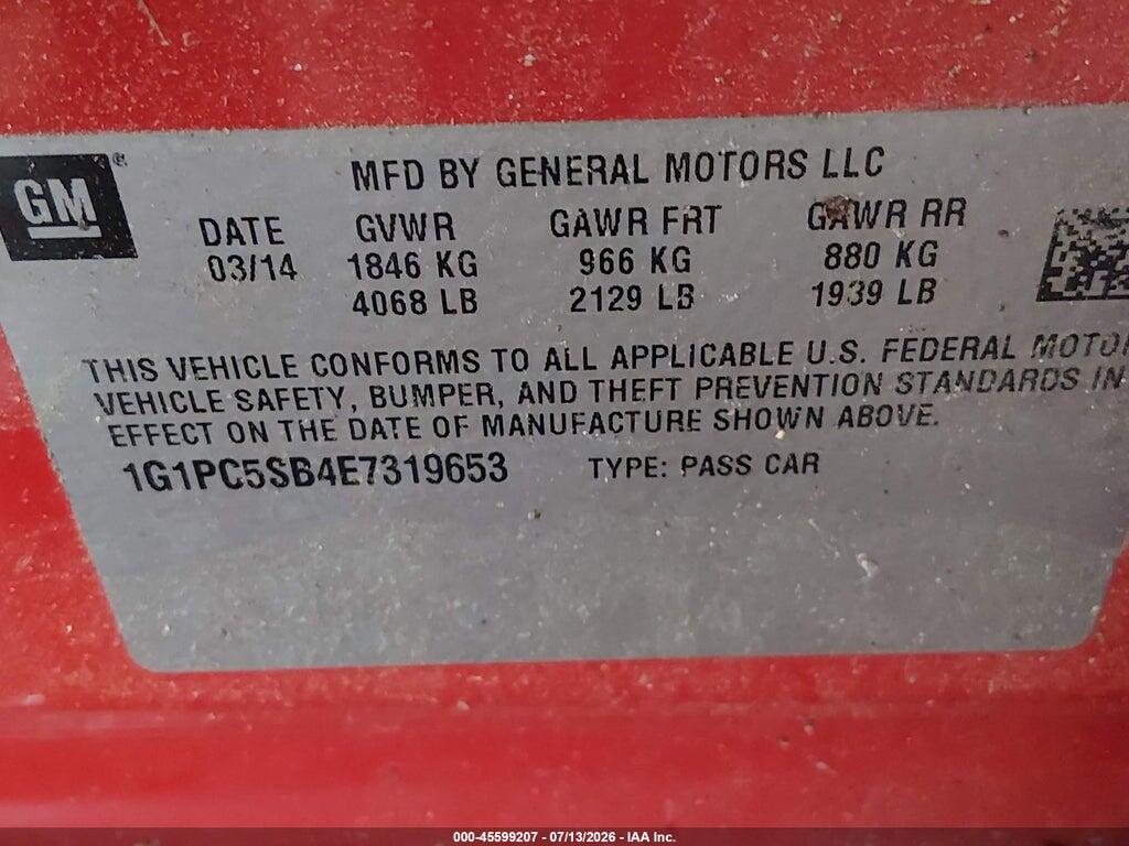 1G1PC5SB4E7319653 2014 CHEVROLET CRUZE photo no. 9
