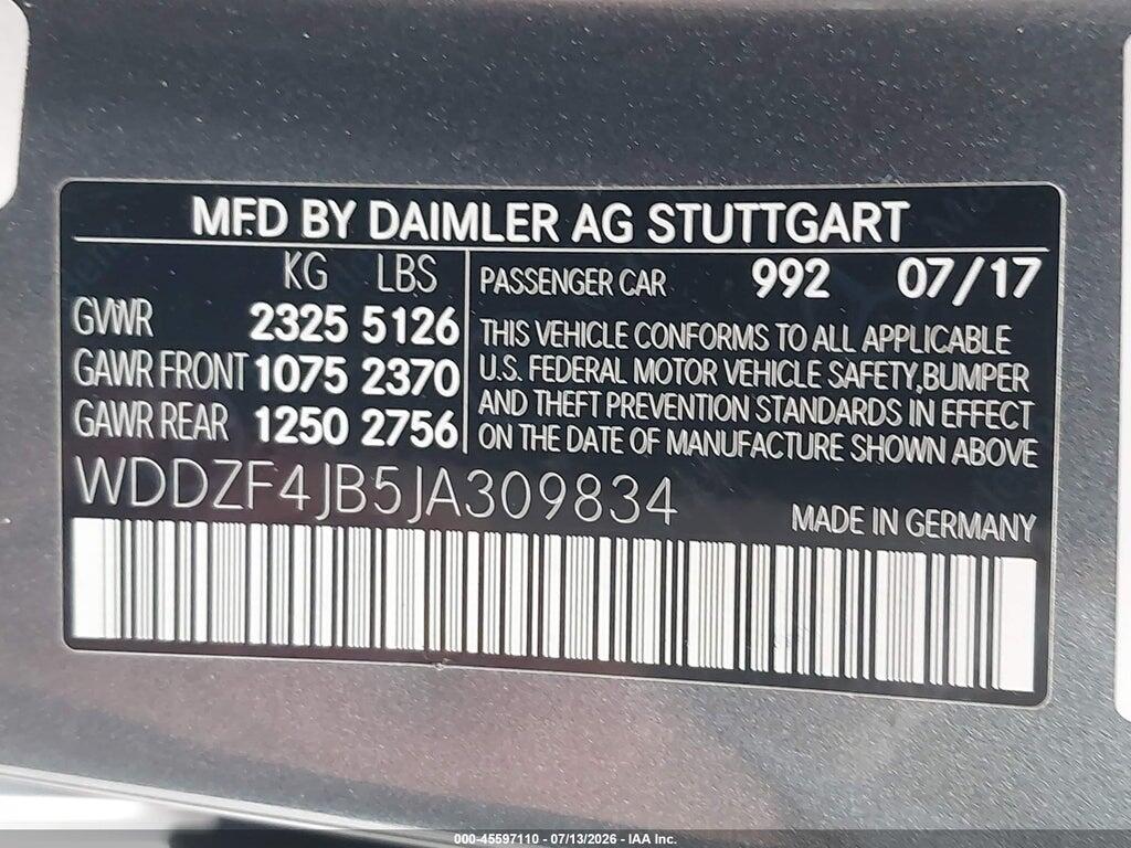 WDDZF4JB5JA309834 2018 MERCEDES-BENZ E 300 photo no. 9