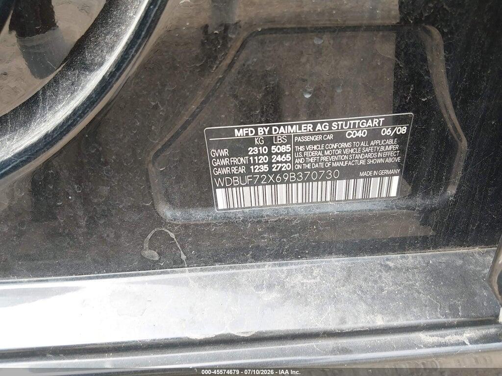 WDBUF72X69B370730 2009 MERCEDES-BENZ E 550 photo no. 9