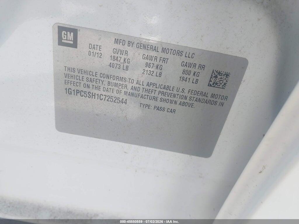 1G1PC5SH1C7252544 2012 CHEVROLET CRUZE photo no. 9