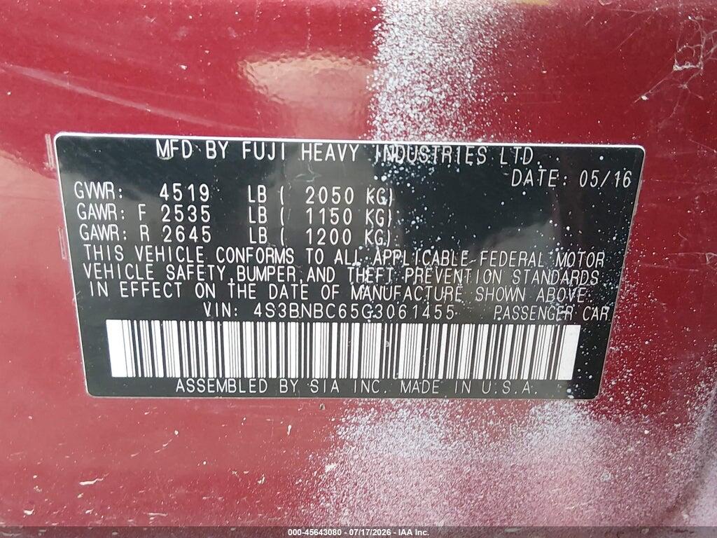 4S3BNBC65G3061455 2016 SUBARU LEGACY photo no. 9