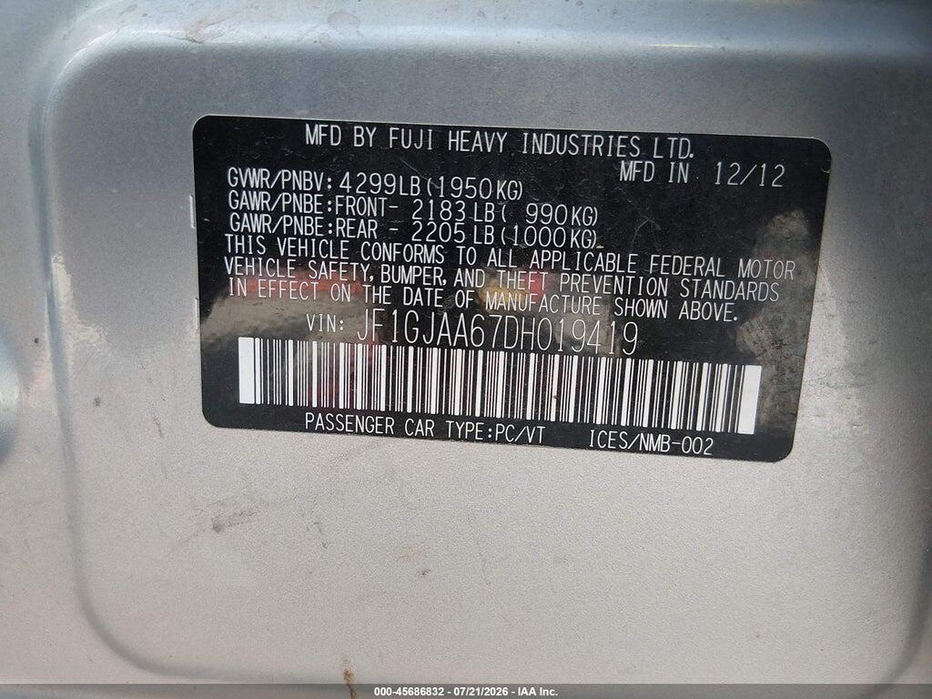 JF1GJAA67DH019419 2013 SUBARU IMPREZA photo no. 9