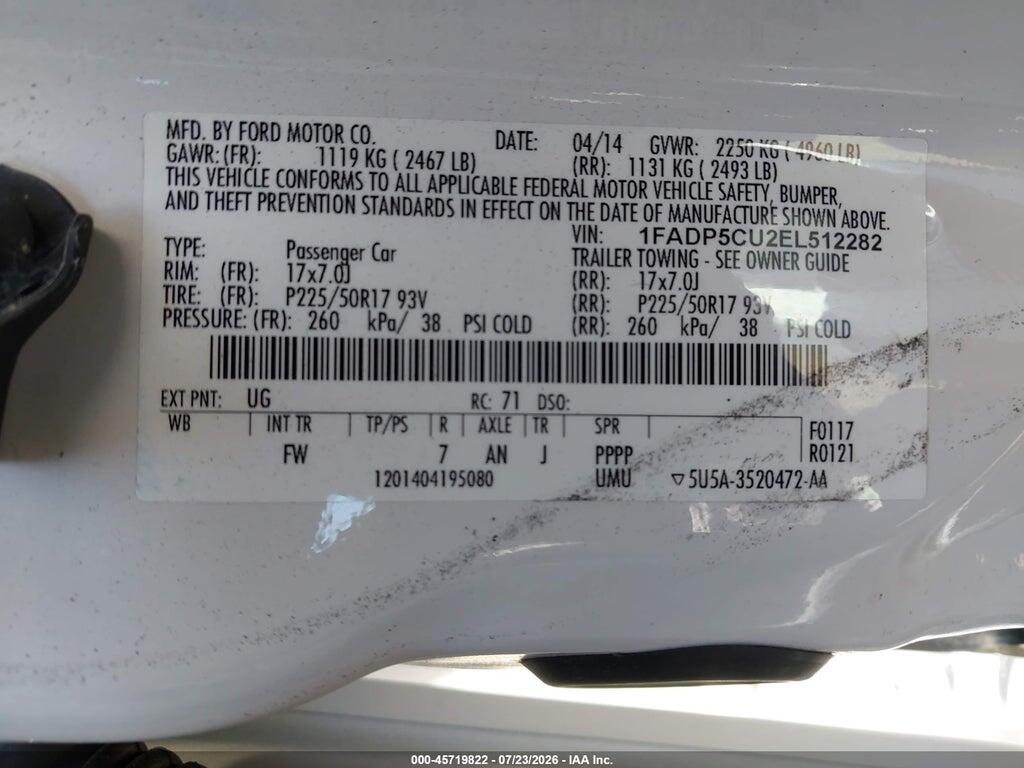 1FADP5CU2EL512282 2014 FORD C-MAX ENERGI photo no. 9