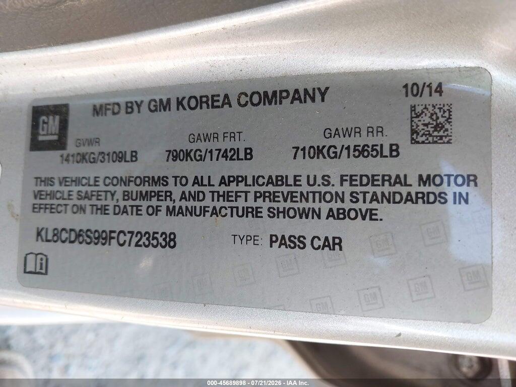 KL8CD6S99FC723538 2015 CHEVROLET SPARK photo no. 9