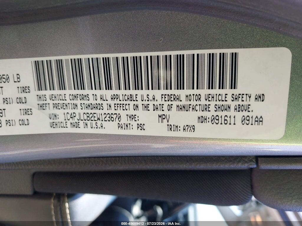 1C4PJLCB2EW123670 2014 JEEP CHEROKEE photo no. 9