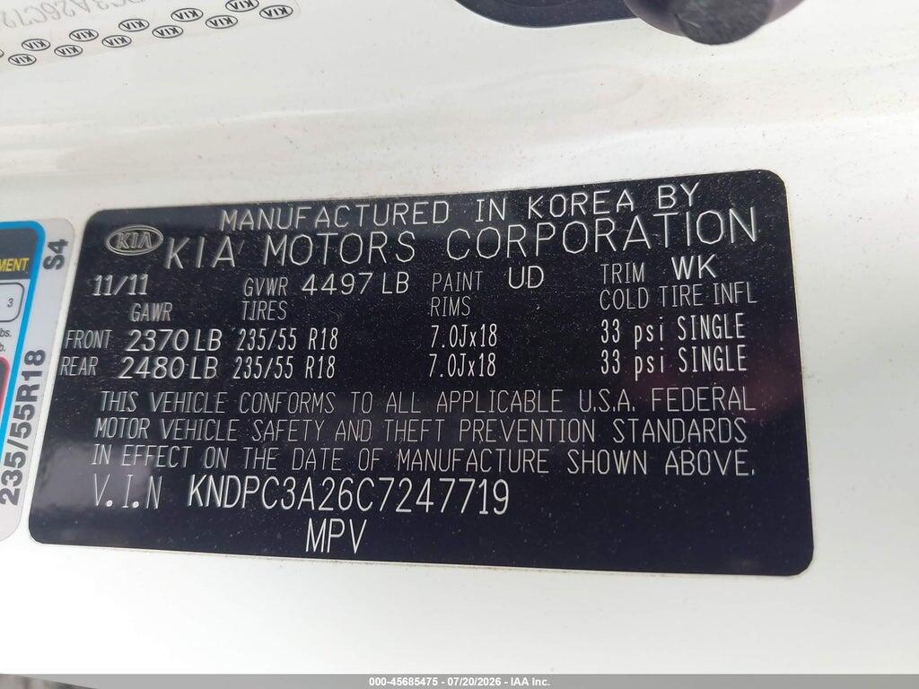 KNDPC3A26C7247719 2012 KIA SPORTAGE photo no. 9