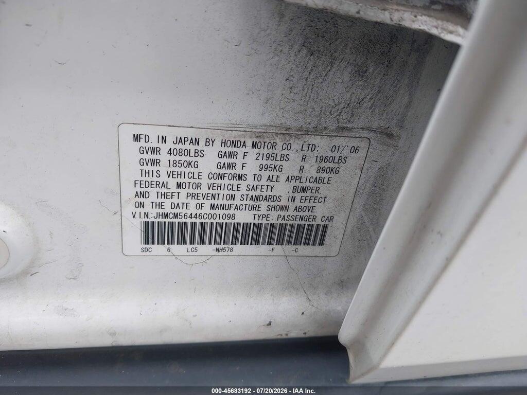 JHMCM56446C001098 2006 HONDA ACCORD photo no. 9