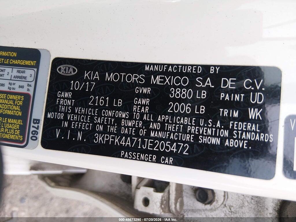 3KPFK4A71JE205472 2018 KIA FORTE photo no. 9