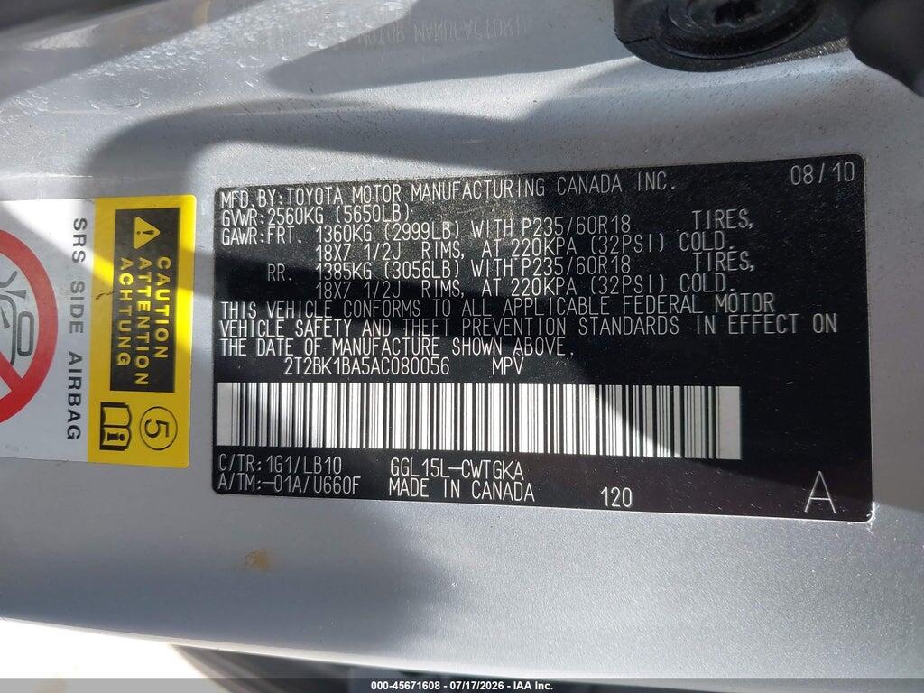 2T2BK1BA5AC080056 2010 LEXUS RX 350 photo no. 9