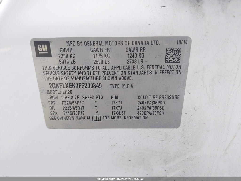 2GKFLXEK9F6200349 2015 GMC TERRAIN photo no. 9