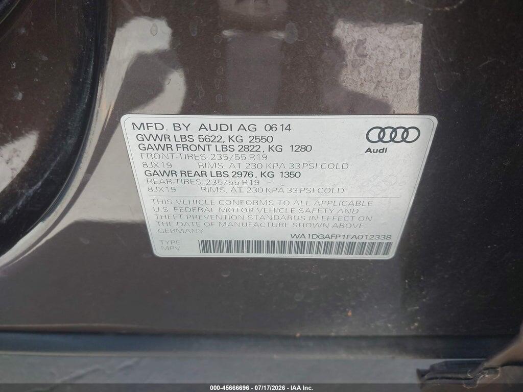 WA1DGAFP1FA012338 2015 AUDI Q5 photo no. 9
