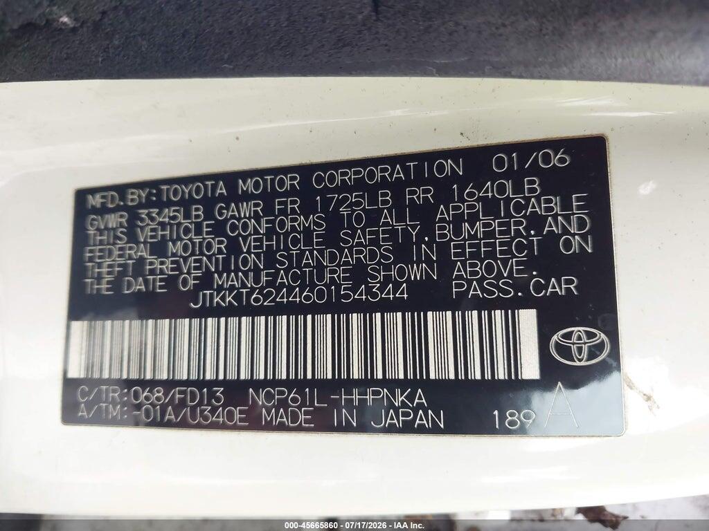 JTKKT624460154344 2006 SCION XA photo no. 9