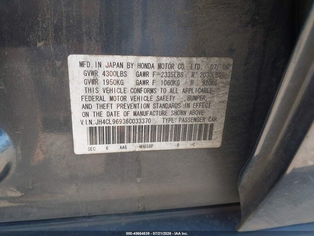 JH4CL96936C033370 2006 ACURA TSX photo no. 9