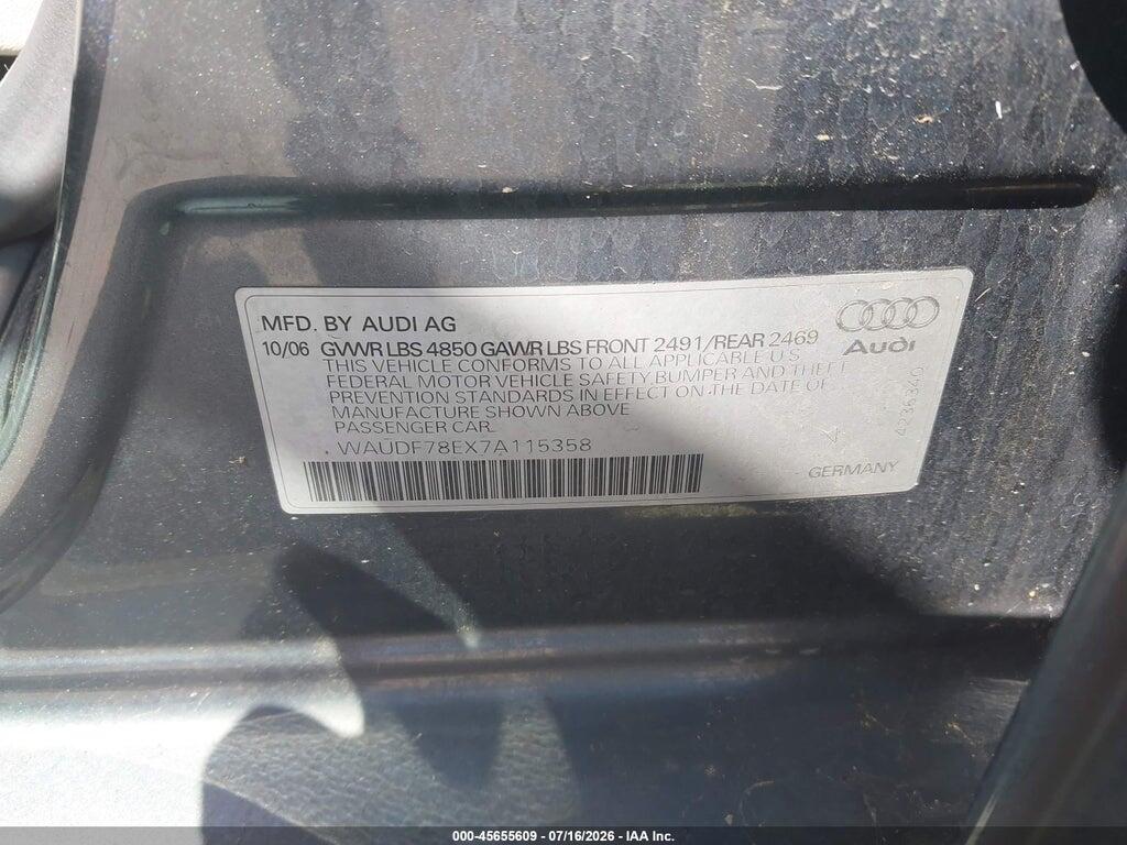 WAUDF78EX7A115358 2007 AUDI A4 photo no. 9