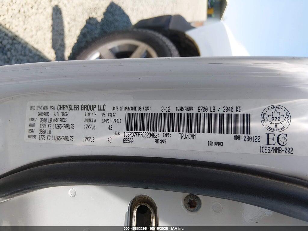 1C6RD7FP7CS234824 2012 RAM 1500 photo no. 9