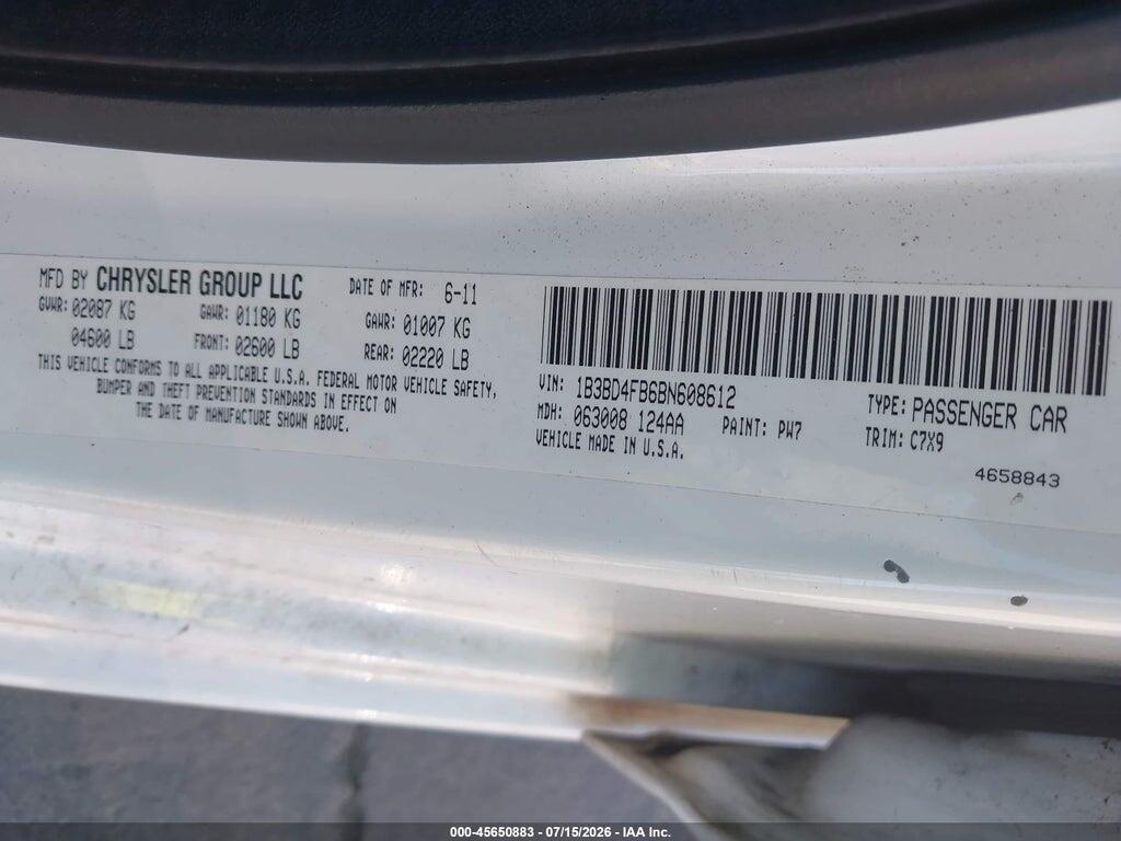 1B3BD4FB6BN608612 2011 DODGE AVENGER photo no. 9