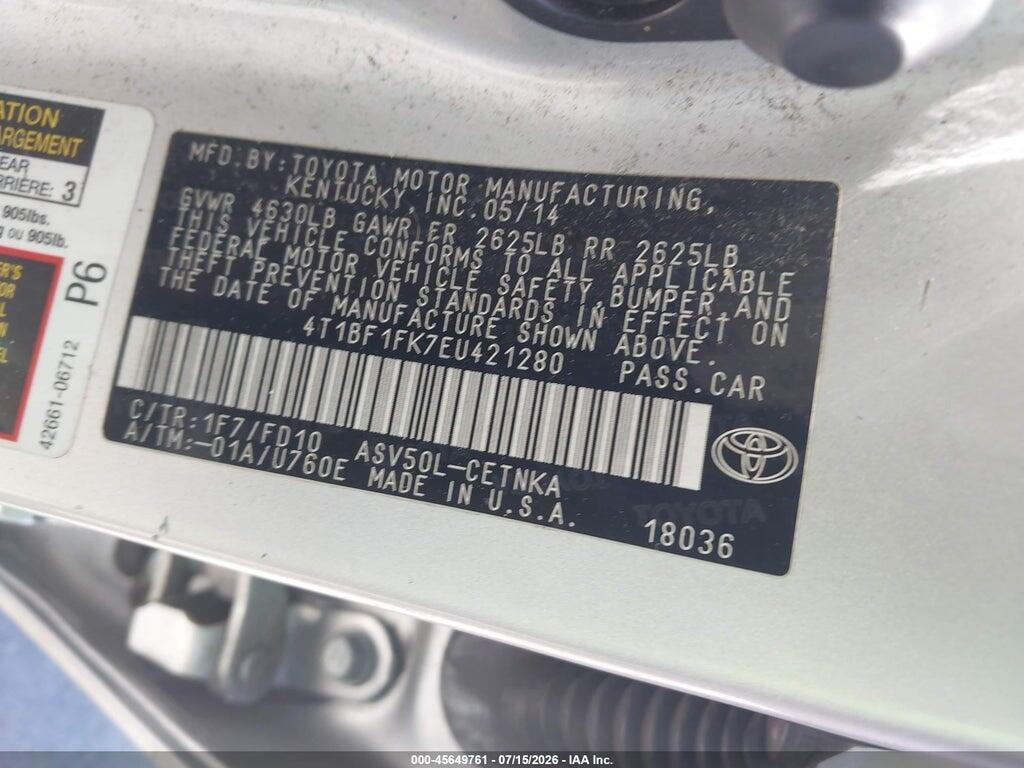 4T1BF1FK7EU421280 2014 TOYOTA CAMRY photo no. 9