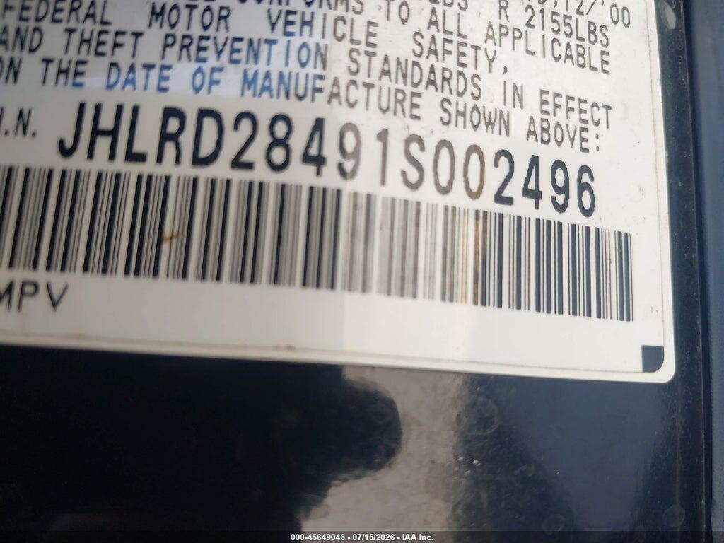 JHLRD28491S002496 2001 HONDA CR-V photo no. 9