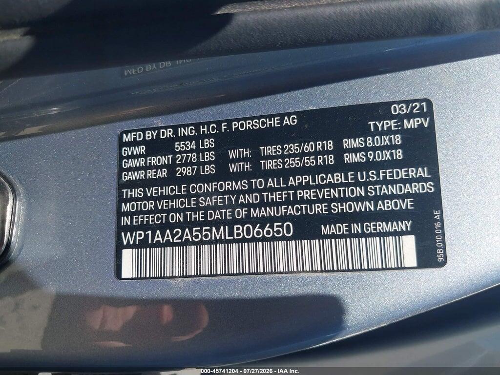 WP1AA2A55MLB06650 2021 PORSCHE MACAN photo no. 9