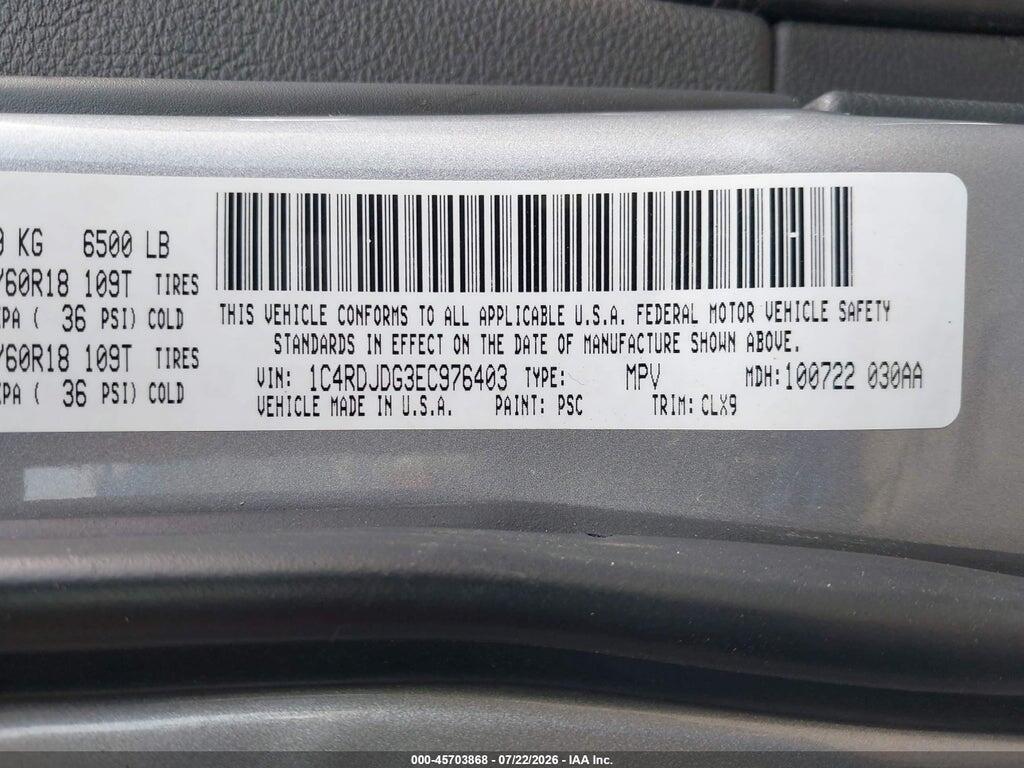 1C4RDJDG3EC976403 2014 DODGE DURANGO photo no. 9