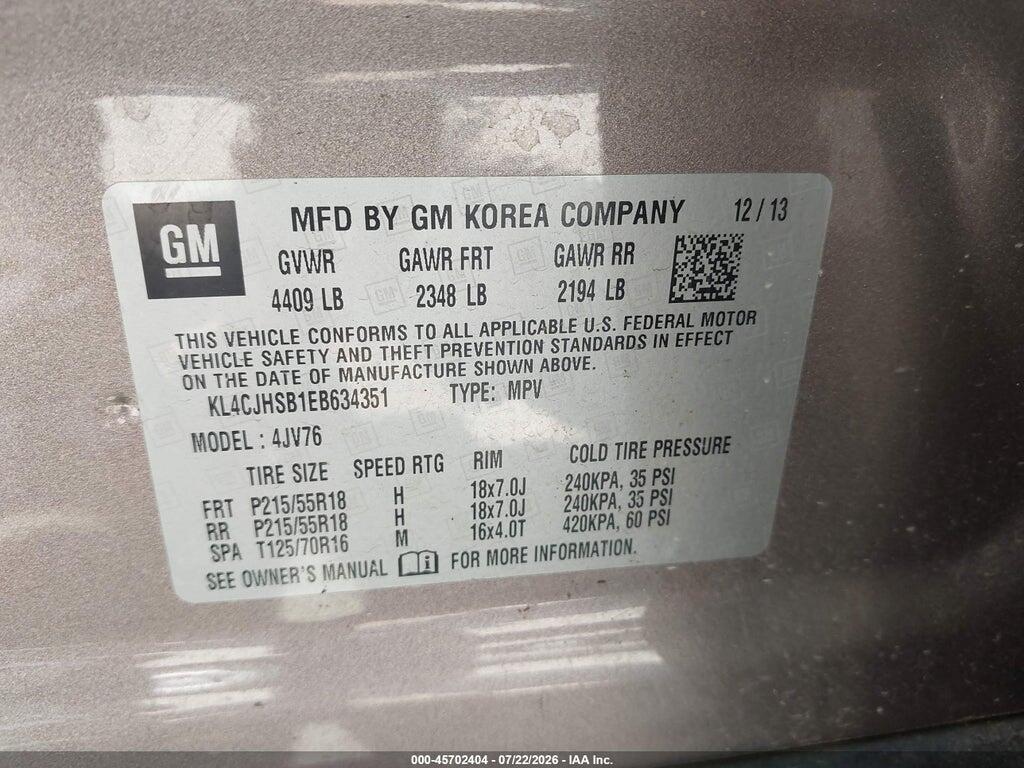 KL4CJHSB1EB634351 2014 BUICK ENCORE photo no. 9