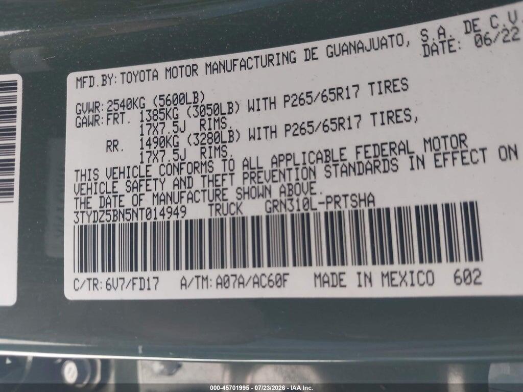 3TYDZ5BN5NT014949 2022 TOYOTA TACOMA photo no. 9