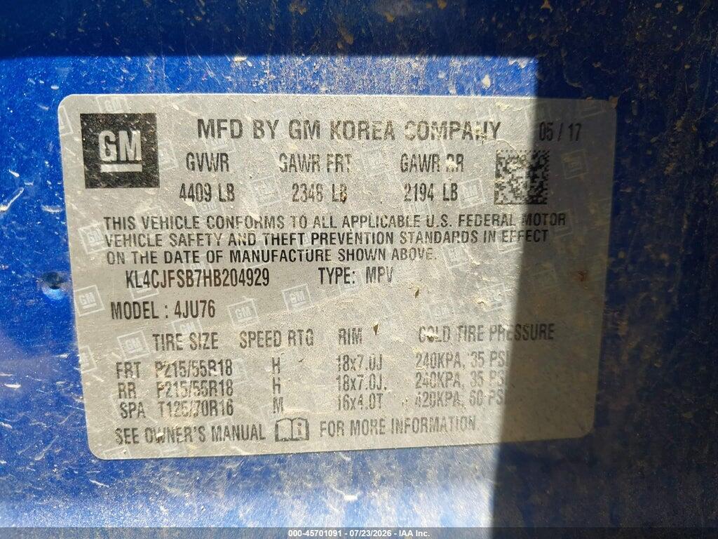 KL4CJFSB7HB204929 2017 BUICK ENCORE photo no. 9