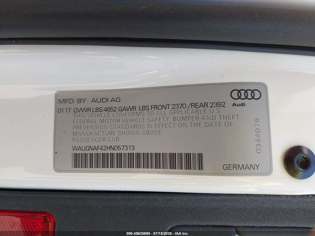 WAUGNAF42HN057313 2017 AUDI A4 photo no. 9