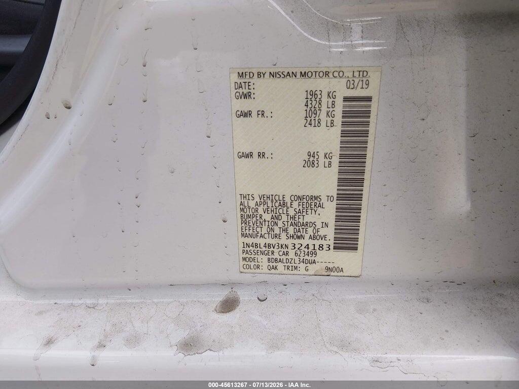 1N4BL4BV3KN324183 2019 NISSAN ALTIMA photo no. 9