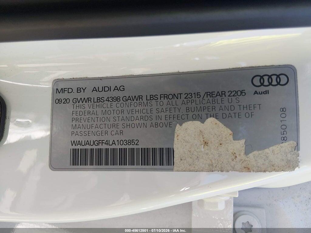 WAUAUGFF4LA103852 2020 AUDI A3 photo no. 9