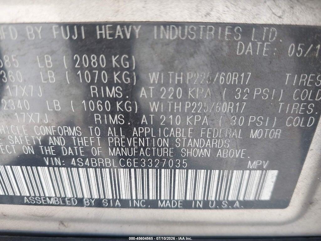4S4BRBLC6E3327035 2014 SUBARU OUTBACK photo no. 9