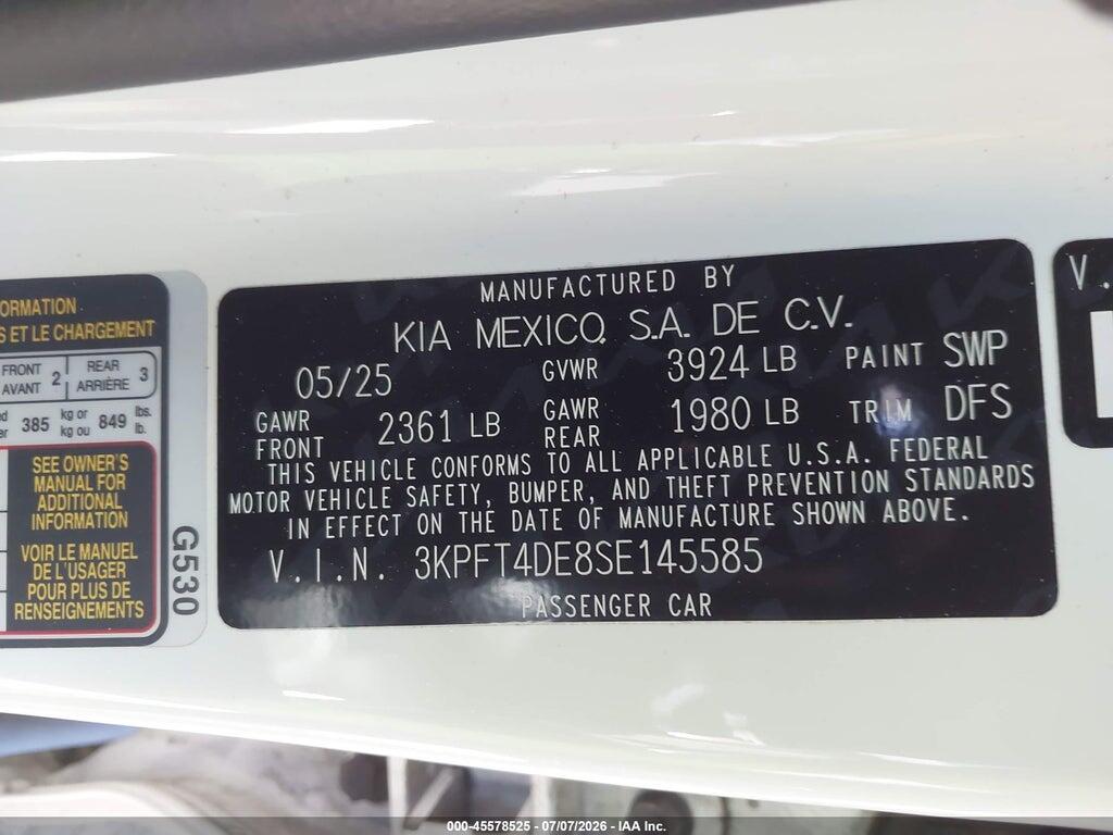 3KPFT4DE8SE145585 2025 KIA K4 photo no. 9