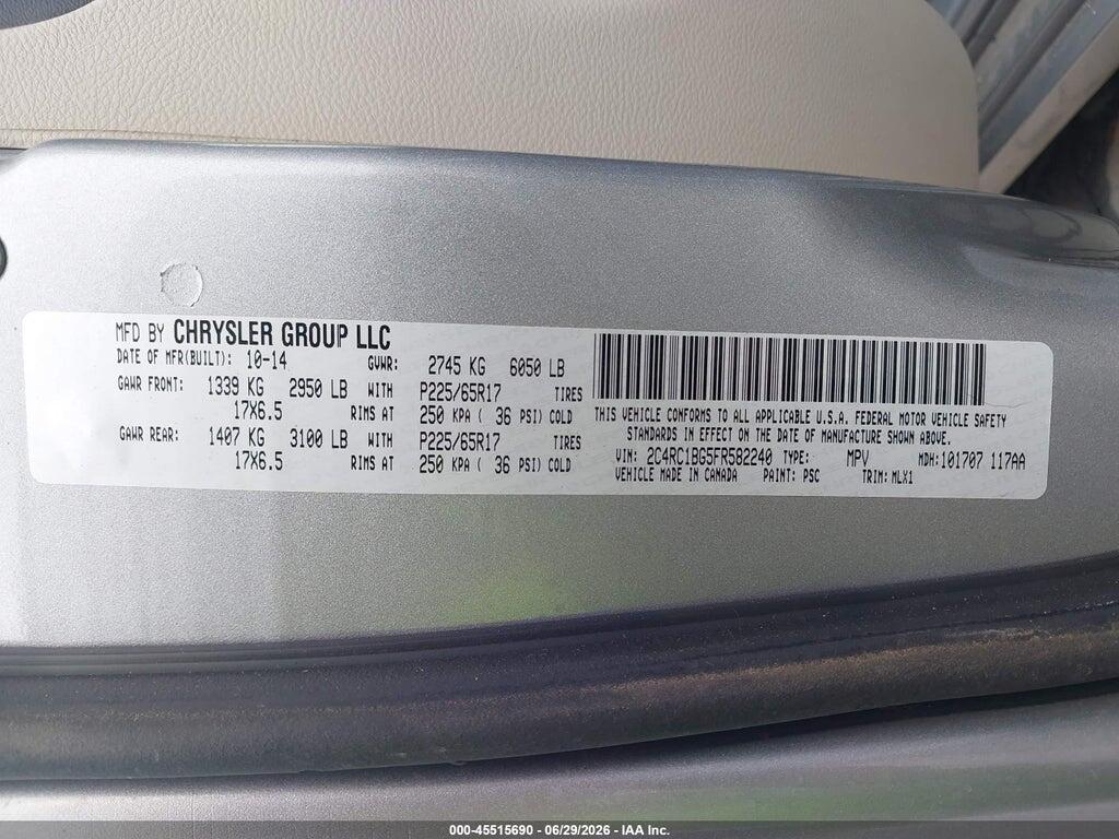 2C4RC1BG5FR582240 2015 CHRYSLER TOWN & COUNTRY photo no. 9