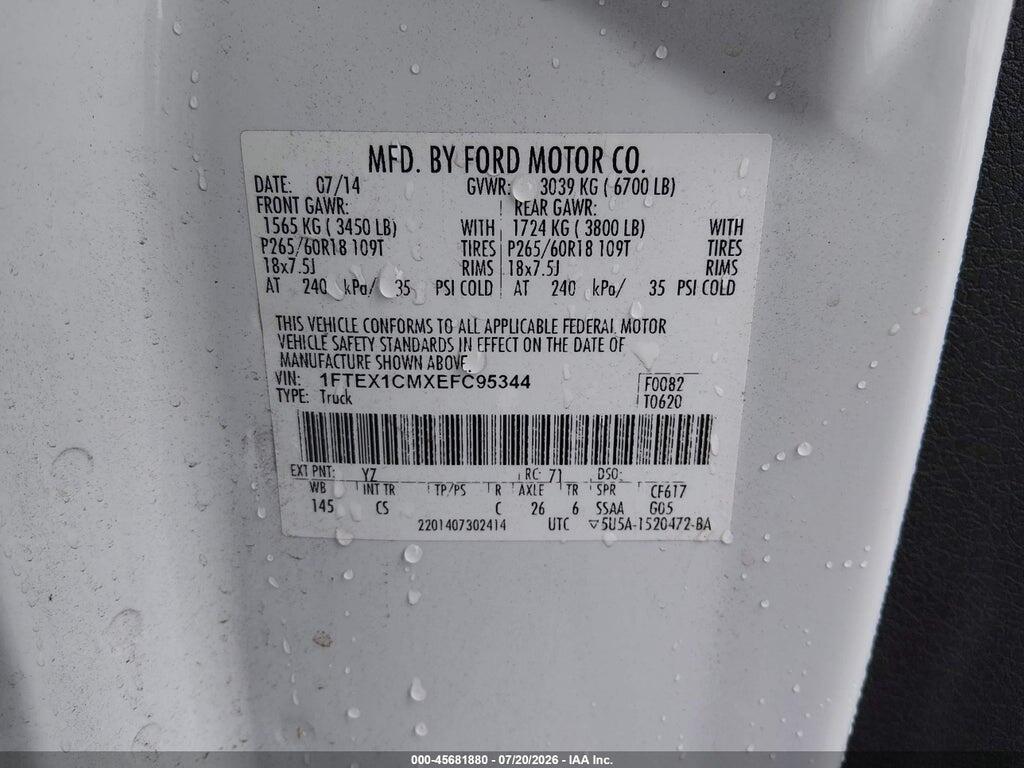 1FTEX1CMXEFC95344 2014 FORD F-150 photo no. 9