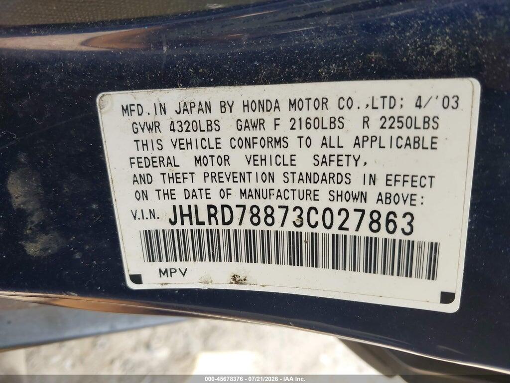 JHLRD78873C027863 2003 HONDA CR-V photo no. 9