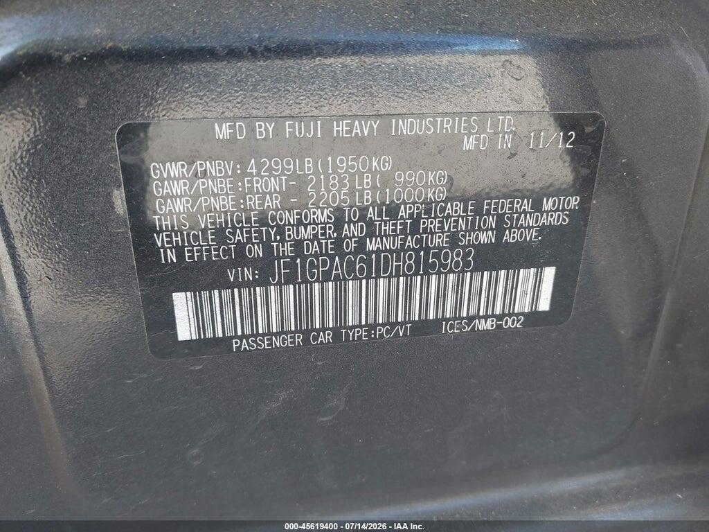 JF1GPAC61DH815983 2013 SUBARU IMPREZA photo no. 9