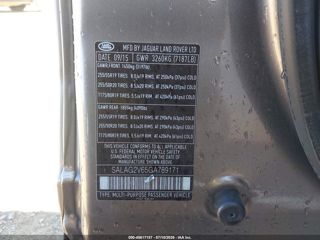 SALAG2V65GA789171 2016 LAND ROVER LR4 photo no. 9