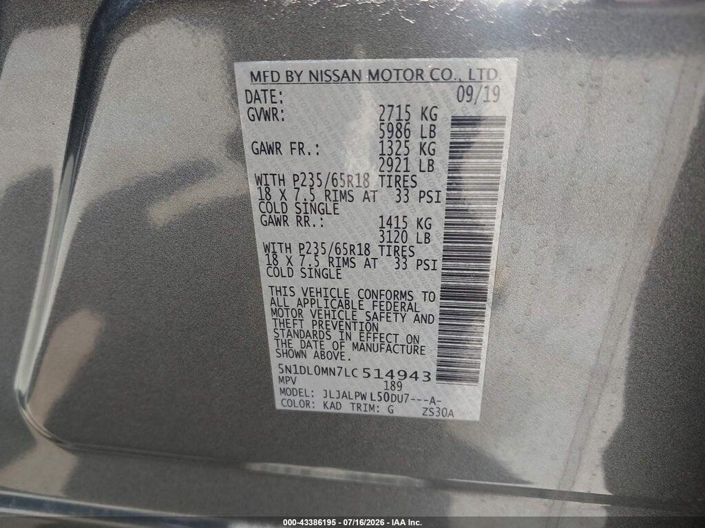 5N1DL0MN7LC514943 2020 INFINITI QX60 photo no. 9