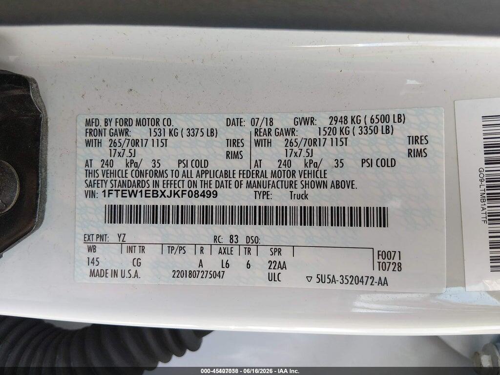 1FTEW1EBXJKF08499 2018 FORD F-150 photo no. 9