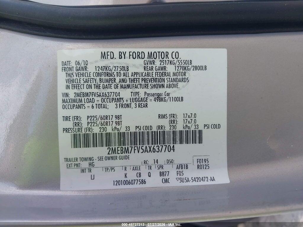 2MEBM7FV5AX637704 2010 MERCURY GRAND MARQUIS photo no. 9