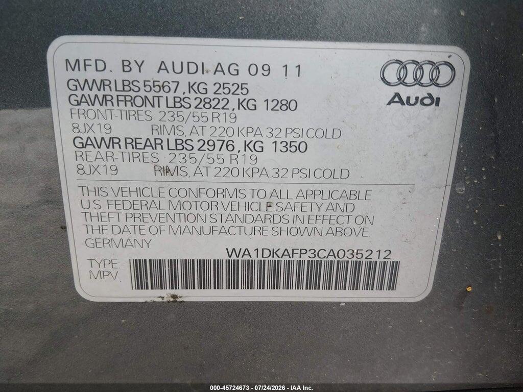WA1DKAFP3CA035212 2012 AUDI Q5 photo no. 9