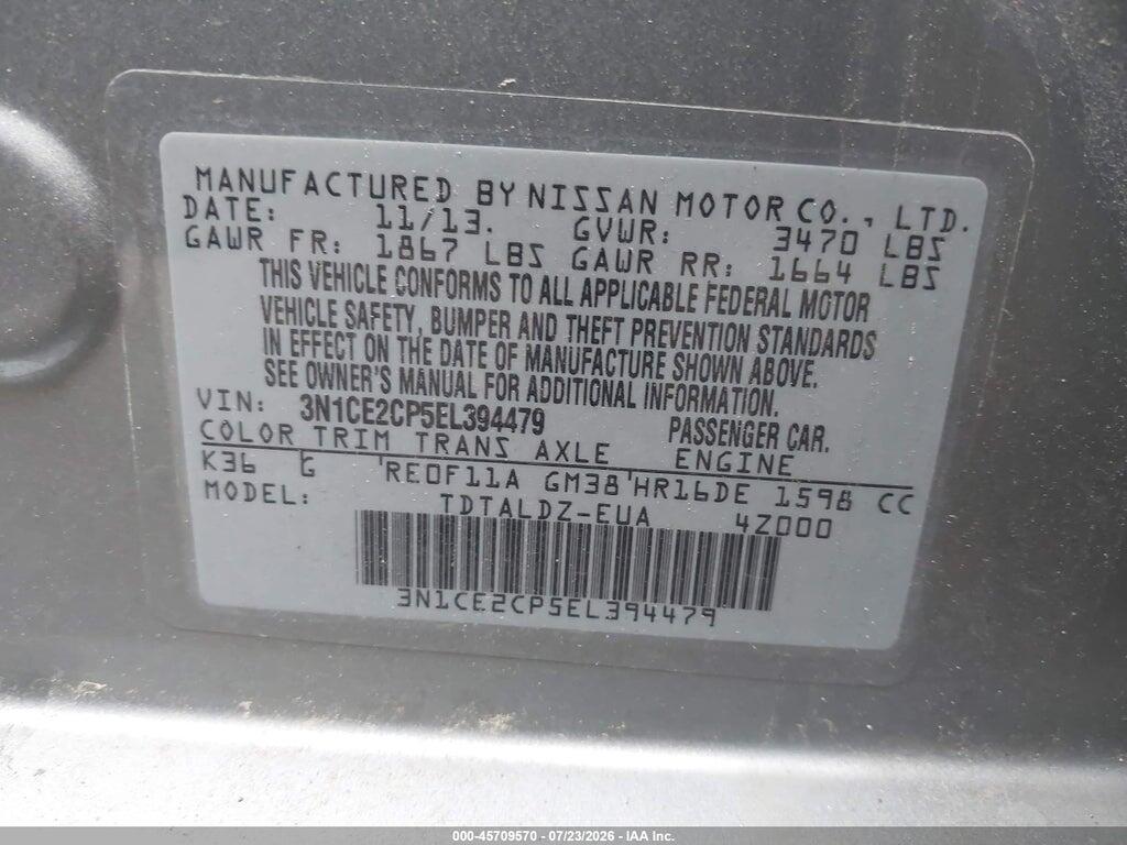 3N1CE2CP5EL394479 2014 NISSAN VERSA NOTE photo no. 9
