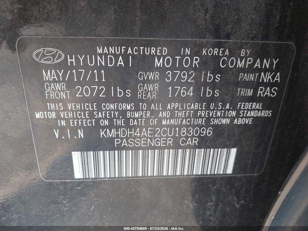 KMHDH4AE2CU183096 2012 HYUNDAI ELANTRA photo no. 9