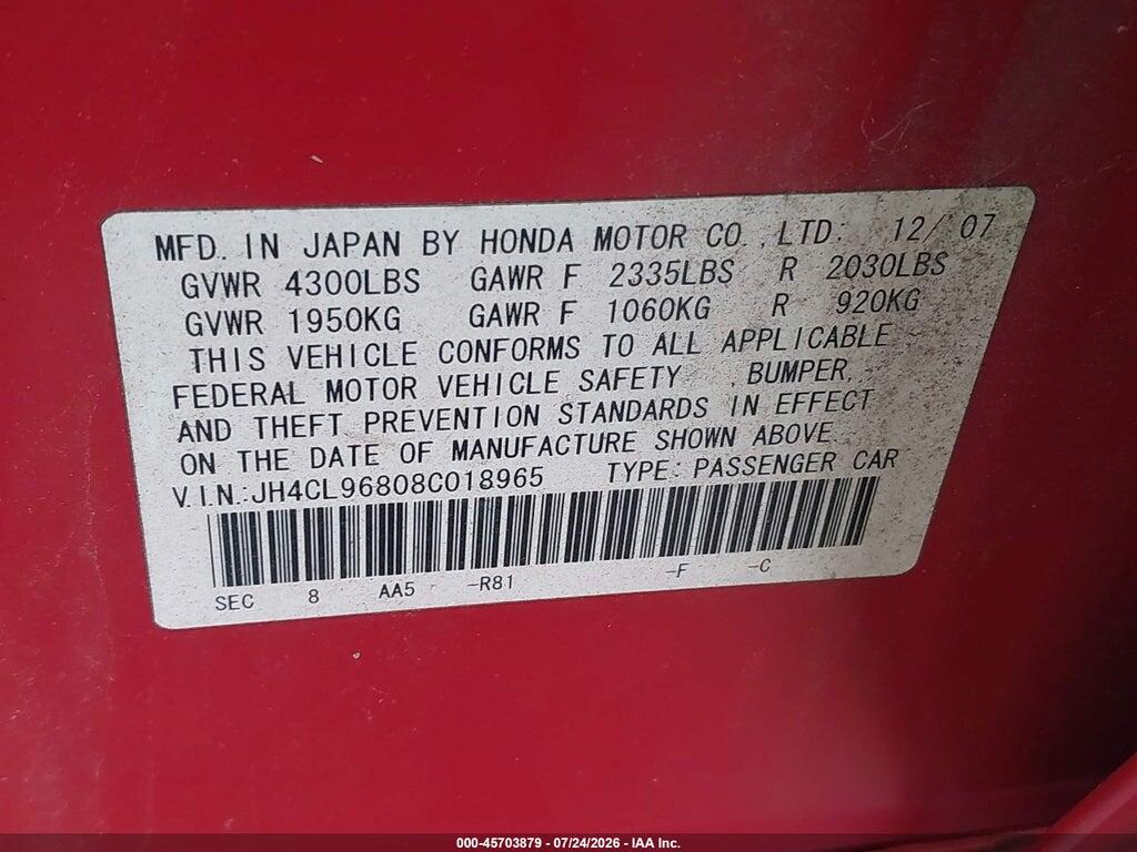JH4CL96808C018965 2008 ACURA TSX photo no. 9